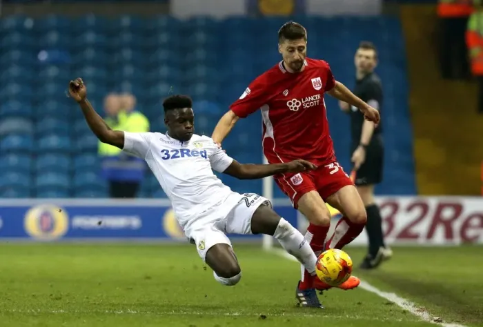 Framed Print : Jens Hegeler Tackled by Ronaldo Vieira: Leeds United vs. Bristol City Championship Clash, 14 / 02 / 2017