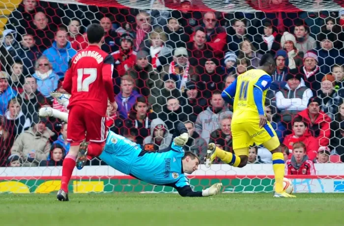 Framed Print : Jermaine Johnson Scores the Opener: Thrilling Moment from Bristol City vs Sheffield Wednesday, Npower Championship (April 1, 2013) Framed Print : Jermaine Johnson Scores the Opener: Thrilling Moment from Bristol City vs Sheffield Wednesday, Npower Championship (April 1, 2013)