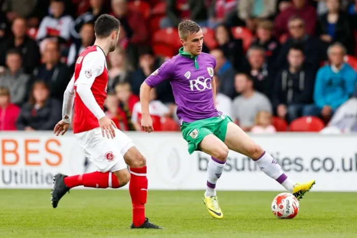 Framed Print : Joe Bryan in Action: Fleetwood Town vs. Bristol City, Sky Bet League 1 (2014)