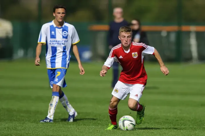 Framed Print : Joe Morrell: In Action for Bristol City U18 Against Brighton & Hove Albion - October 2013