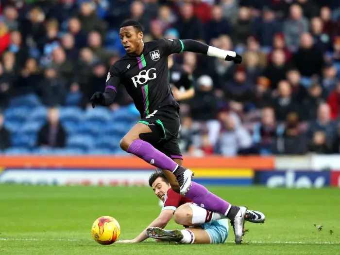 Framed Print : Joey Barton Tackles Jonathan Kodjia: Burnley vs. Bristol City, Sky Bet Championship (December 2015)