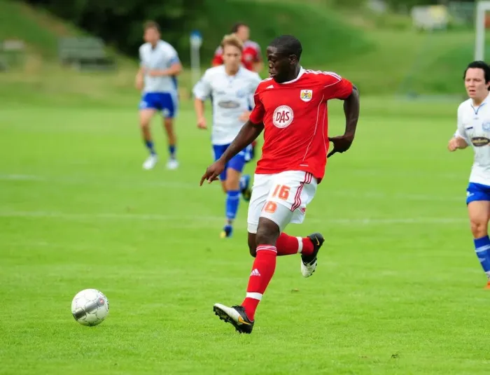 Framed Print : John Akinde in Action: Vallens IF vs. Bristol City