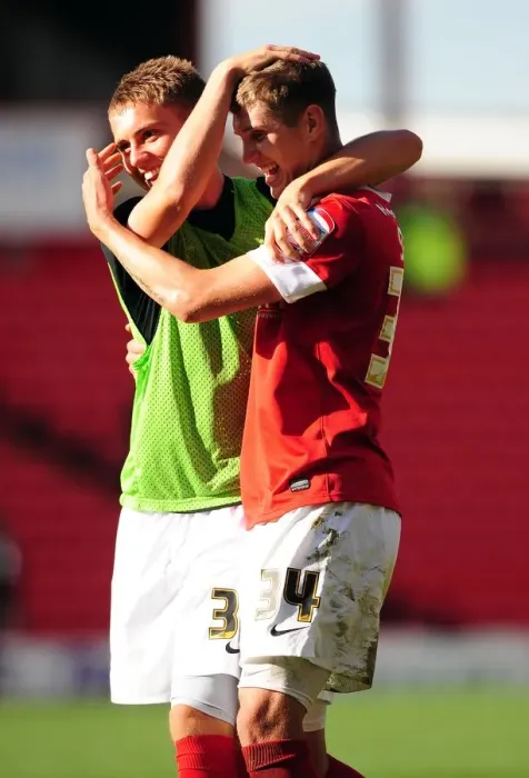 Framed Print : John Stones and Danny Rose Celebrate Barnsley's 1-0 Victory Over Bristol City Framed Print : John Stones and Danny Rose Celebrate Barnsley's 1-0 Victory Over Bristol City