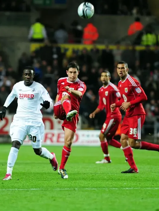 Framed Print : Johnson Clears the Way: Bristol City vs Swansea City, Championship Football Match, 10 / 11 / 2010