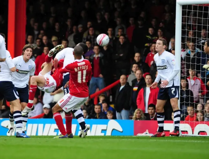 Framed Print : Jon Stead's Close Call: Bristol City vs. Preston North End, Championship Match, Ashton Gate Stadium, 06 / 11 / 2010