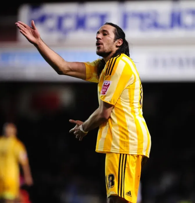 Framed Print : Jonas Gutierrez in Action: Championship Showdown - Bristol City vs. Newcastle United, 2010