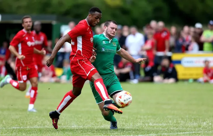 Framed Print : Jonathan Kodjia Scores for Bristol City in Pre-Season Friendly against Hengrove Athletic