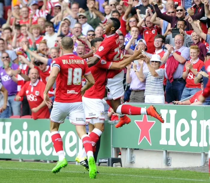 Framed Print : Jonathan Kodjia's Euphoric Goal Celebration for Bristol City vs. Brentford Framed Print : Jonathan Kodjia's Euphoric Goal Celebration for Bristol City vs. Brentford