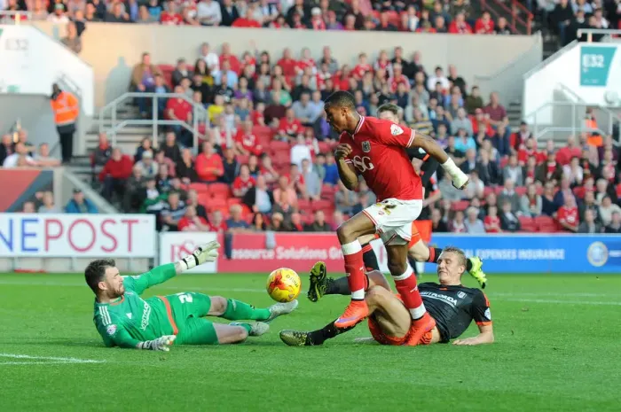 Framed Print : Jonathan Kodjia's Thrilling Attempt vs. Fulham - Bristol City FC, Sky Bet Championship Framed Print : Jonathan Kodjia's Thrilling Attempt vs. Fulham - Bristol City FC, Sky Bet Championship