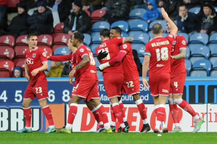 Framed Print : Jonathan Kodjia's Thrilling Goal Celebration: Huddersfield Town vs. Bristol City, Sky Bet Championship (December 12, 2015)