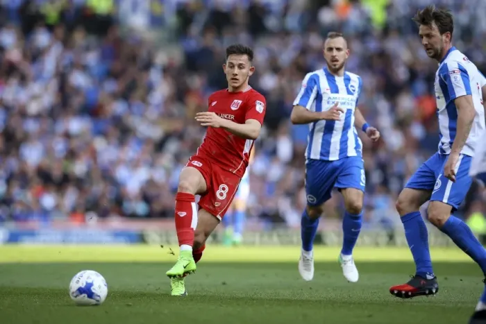 Framed Print : Josh Brownhill Passes Forward in Action- Packed Brighton vs. Bristol City Championship Clash Framed Print : Josh Brownhill Passes Forward in Action- Packed Brighton vs. Bristol City Championship Clash