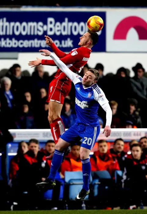 Framed Print : Josh Brownhill Wins Headed Duel: Ipswich Town vs. Bristol City, Sky Bet Championship (December 2016)