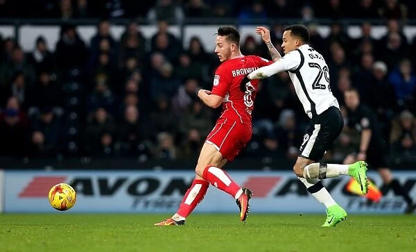 Josh Brownhill's Shot for Bristol City Against Derby County - Sky Bet Championship, 11 / 02 / 2017