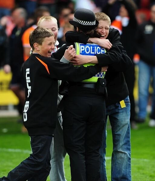 Jubilant Blackpool Fans and Police Celebrate Championship Victory over Bristol City (02.05.2010)