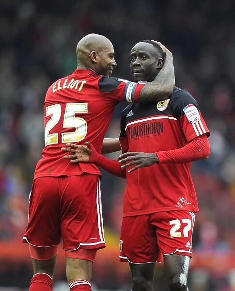 Jubilant Moment: Adomah and Elliott's Goal Celebration for Bristol City against Middlesbrough (09-03-2013)