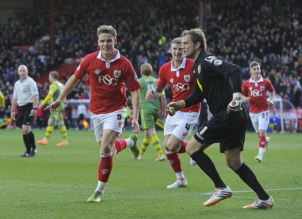 Jubilant Moment: Matt Smith and Aden Flint Celebrate Victory for Bristol City