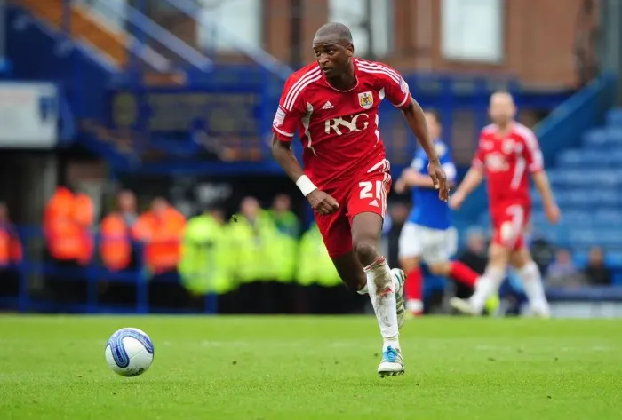 Framed Print : Kalifa Cisse of Bristol City in Action Against Portsmouth at Fratton Park, 2012