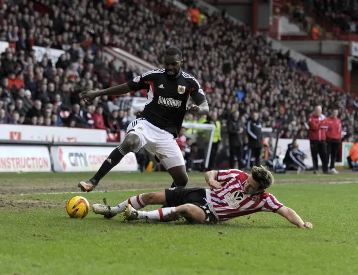 Framed Print : Karleigh Osborne Tackled by Jose Baxter in Sheffield United vs. Bristol City Football Match, 2014 Framed Print : Karleigh Osborne Tackled by Jose Baxter in Sheffield United vs. Bristol City Football Match, 2014