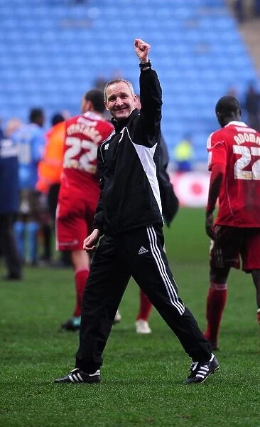 Keith Milen's Championship Victory: Bristol City Manager Celebrates at Ricoh Arena (Coventry City v Bristol City, 05 / 03 / 2011)