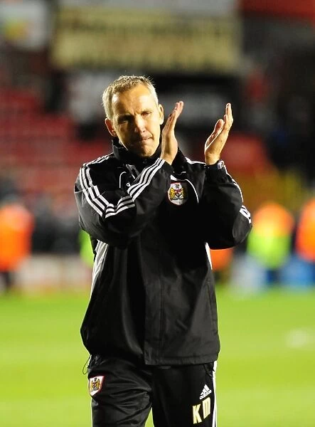 Keith Millen Celebrates Bristol City's Victory Over Reading, October 19, 2010