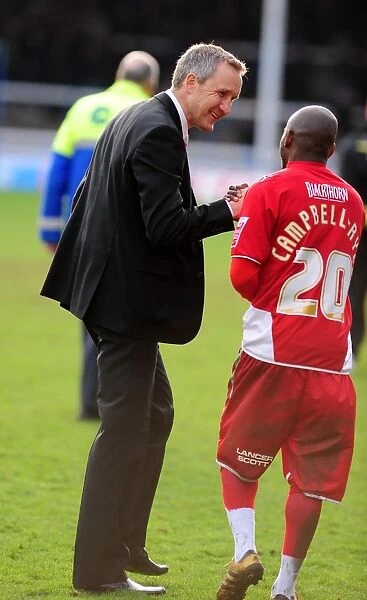 Keith Millen and Jamal Campbell-Ryce of Bristol City during Peterborough Match, Championship 2010