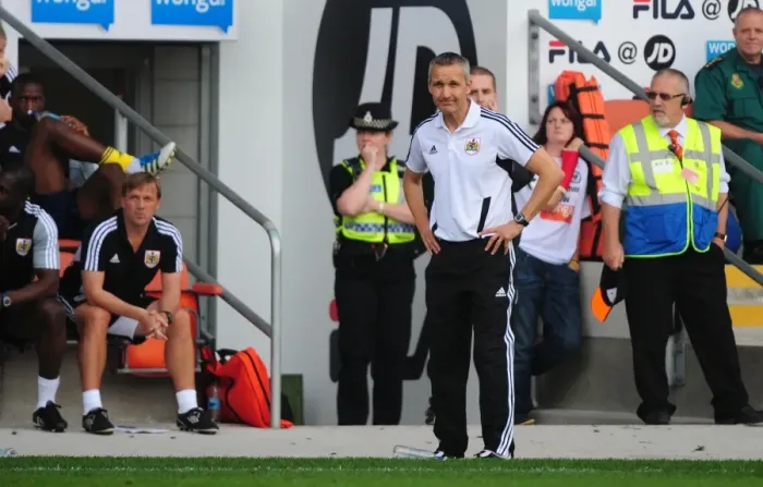 Framed Print : Keith Millen Leads Bristol City Against Blackpool in League Cup Match - 01 / 10 / 2011