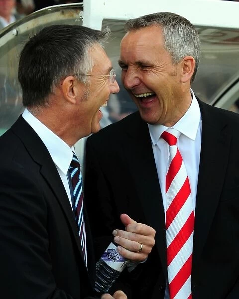 Keith Millen and Nigel Adkins: A Light-Hearted Moment Amidst Championship Rivalry - Scunthorpe United vs. Bristol City, September 11, 2010