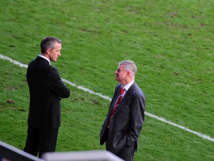 Framed Print : Keith Millen and Steve Lansdown Celebrate One-Nil Win: Peterborough vs. Bristol City (Championship, 2010)
