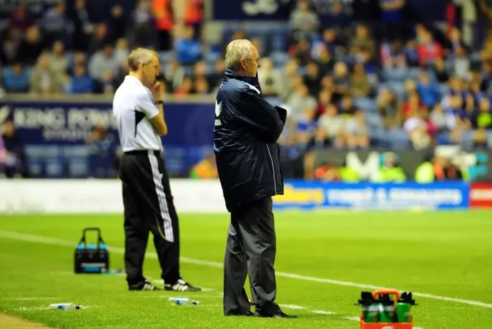 Framed Print : Keith Millen and Sven-Goran Eriksson Face Off: Leicester City vs. Bristol City Championship Clash (August 2011)