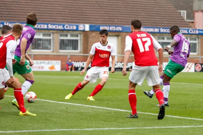 Framed Print : Kieran Agard Scores His Second Goal: Fleetwood Town vs. Bristol City, 2014 Framed Print : Kieran Agard Scores His Second Goal: Fleetwood Town vs. Bristol City, 2014