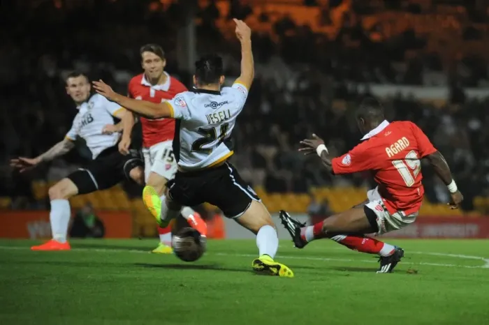 Framed Print : Kieran Agard's Shot: Port Vale vs. Bristol City Football Rivalry Framed Print : Kieran Agard's Shot: Port Vale vs. Bristol City Football Rivalry