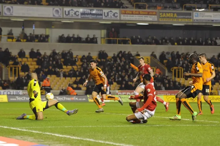 Framed Print : Kodjia's Missed Opportunity: Wolves vs. Bristol City, Sky Bet Championship (08 / 03 / 2016)