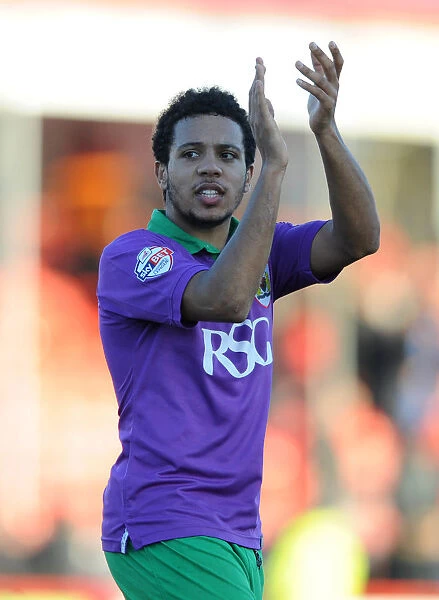Korey Smith Applauding Fans: A Moment of Appreciation at Crawley Town's Broadfield Stadium (Bristol City vs Crawley Town, Sky Bet League One)
