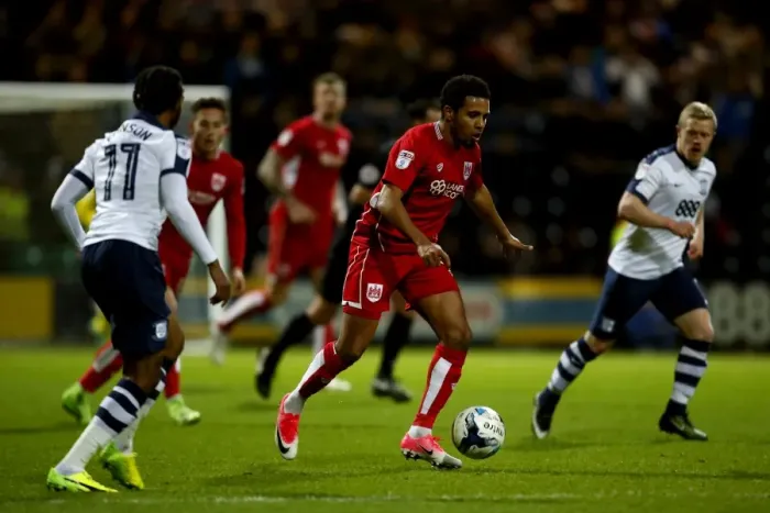 Framed Print : Korey Smith Charges Forward: Preston North End vs. Bristol City, Sky Bet Championship Framed Print : Korey Smith Charges Forward: Preston North End vs. Bristol City, Sky Bet Championship