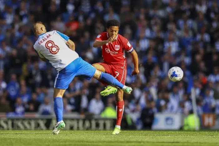 Framed Print : Korey Smith Faces Pressure from Jiri Skalak in Brighton and Hove Albion vs. Bristol City Championship Clash Framed Print : Korey Smith Faces Pressure from Jiri Skalak in Brighton and Hove Albion vs. Bristol City Championship Clash