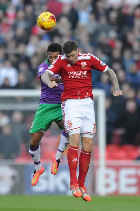 Framed Print : Korey Smith vs Ben Gladwin: Intense Header Battle in Swindon Town vs Bristol City Football Match Framed Print : Korey Smith vs Ben Gladwin: Intense Header Battle in Swindon Town vs Bristol City Football Match