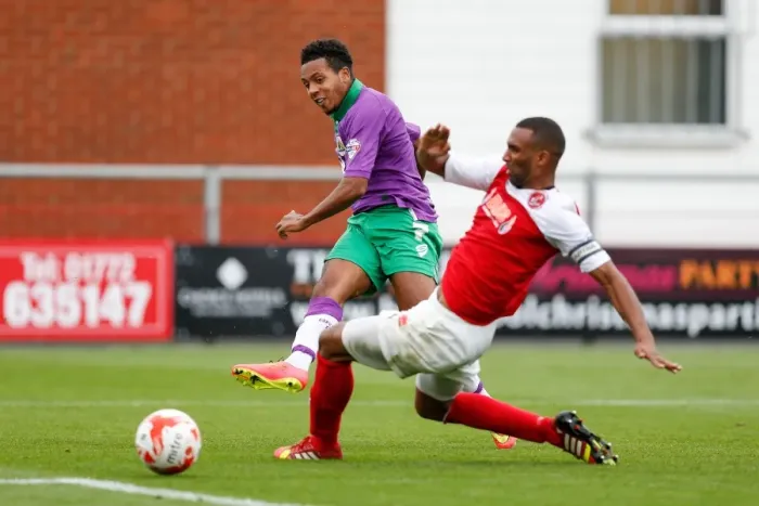 Framed Print : Korey Smith vs. Nathan Pond: Intense Moment in Fleetwood Town vs. Bristol City Football Match, 2014 Framed Print : Korey Smith vs. Nathan Pond: Intense Moment in Fleetwood Town vs. Bristol City Football Match, 2014