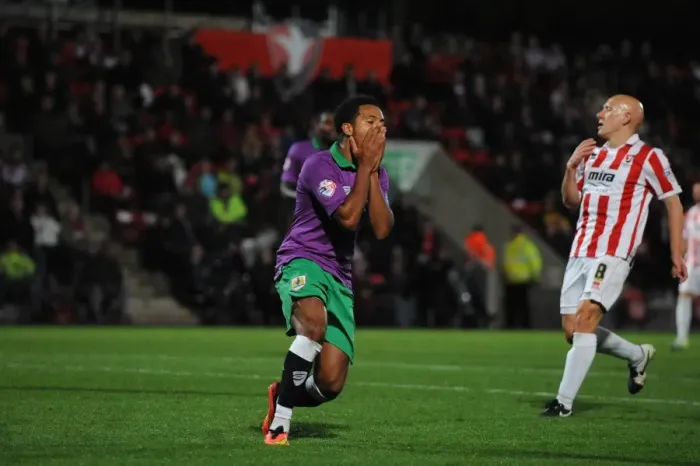 Framed Print : Korey Smith's Missed Opportunity: Cheltenham Town vs. Bristol City, 08 / 10 / 2014