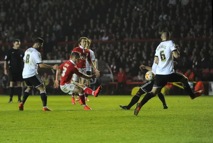 Framed Print : Last-Minute Drama: Joe Bryan Scores the Thriller for Bristol City Against Swindon Town Framed Print : Last-Minute Drama: Joe Bryan Scores the Thriller for Bristol City Against Swindon Town