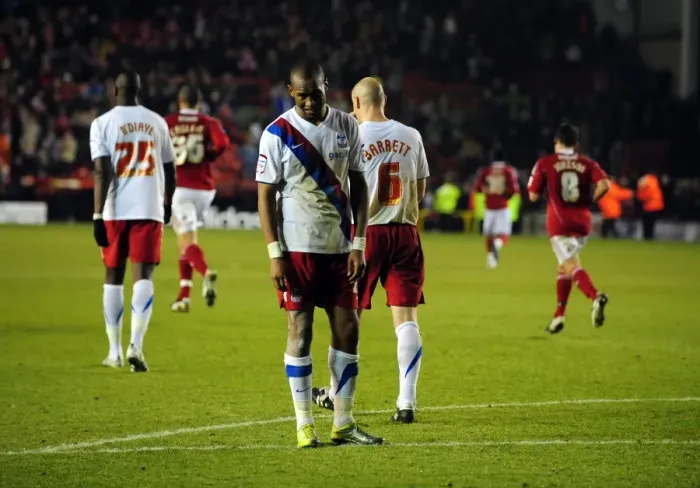 Framed Print : Last-Minute Penalty Heartbreak: Calvin Andrews Reacts to Brett Pitman's Equalizer for Bristol City vs Crystal Palace (December 28, 2010) Framed Print : Last-Minute Penalty Heartbreak: Calvin Andrews Reacts to Brett Pitman's Equalizer for Bristol City vs Crystal Palace (December 28, 2010)