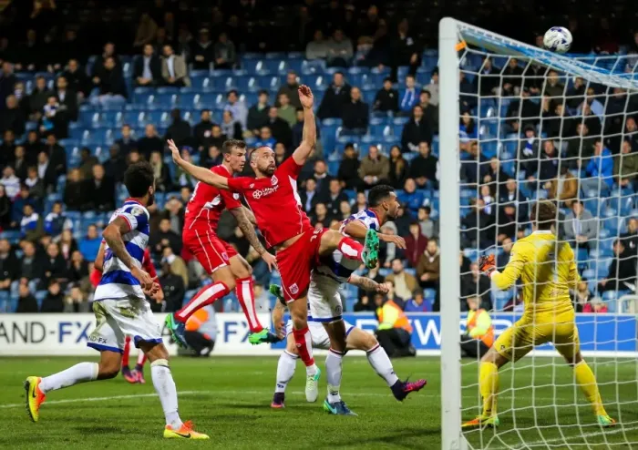 Framed Print : Late-Game Drama: Wilbraham's Headed Effort Sails Over the Bar (QPR v Bristol City, 2016)