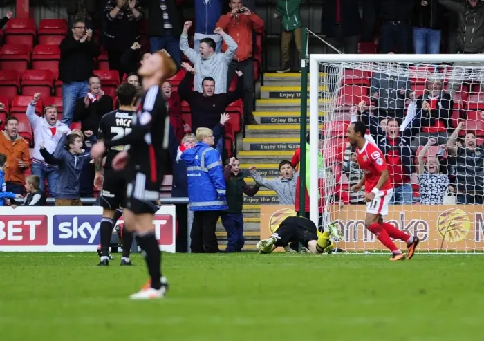 Framed Print : Late Penalty Drama: Bryon Moore Celebrates for Crewe Against Bristol City Framed Print : Late Penalty Drama: Bryon Moore Celebrates for Crewe Against Bristol City