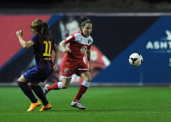 Laura Del Rio Garcia of Bristol Academy Passes to Alexia Putellas of FC Barcelona