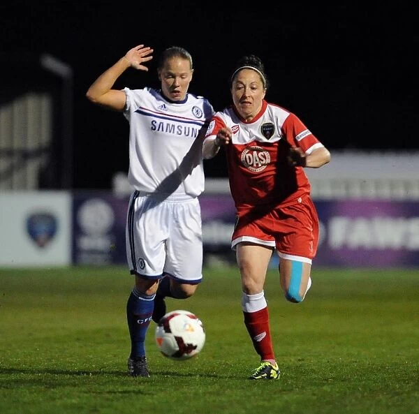 Laura Del Rio Garcia Fights for Possession in FA WSL Clash: Bristol Academy vs Chelsea Ladies