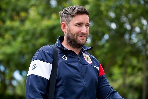 Lee Johnson Arrives at Guernsey Football Ground for Bristol City's Pre-season Friendly