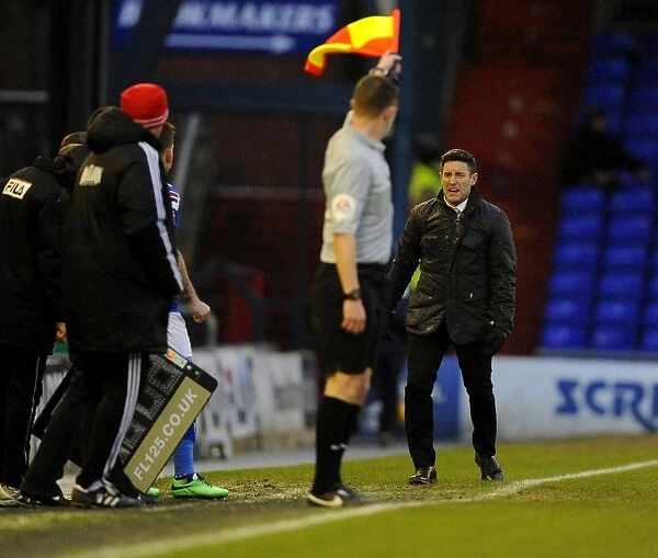 Lee Johnson Pleads for Penalty: Oldham Athletic vs. Bristol City, 08-02-2014