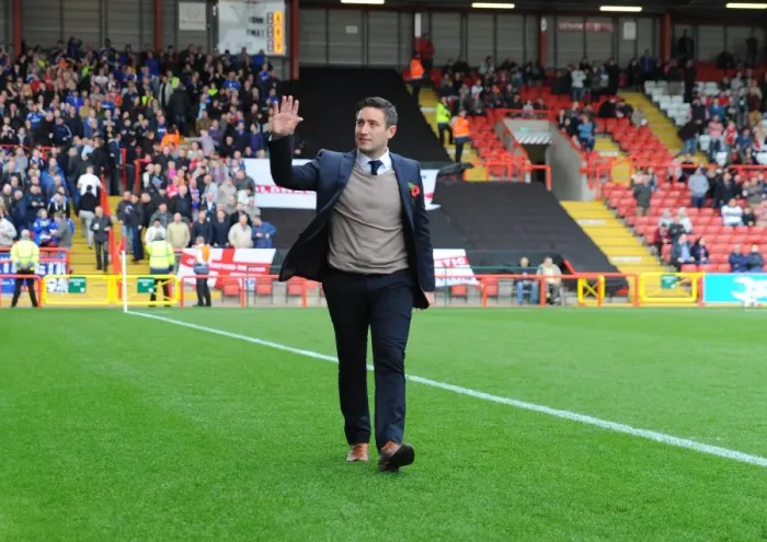 Framed Print : Lee Johnson Waves to Fans: Bristol City vs Oldham Football Match, 2014