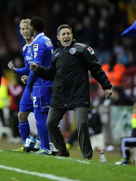 Lee Johnson's Celebration: Oldham Athletic Stuns Bristol City with a Goal in Sky Bet League One (02 / 11 / 2013)