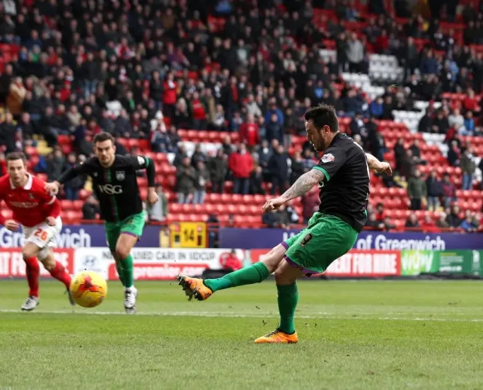 Framed Print : Lee Tomlin Scores Penalty: Bristol City Triumphs Over Charlton Athletic in Sky Bet Championship Rivalry Framed Print : Lee Tomlin Scores Penalty: Bristol City Triumphs Over Charlton Athletic in Sky Bet Championship Rivalry