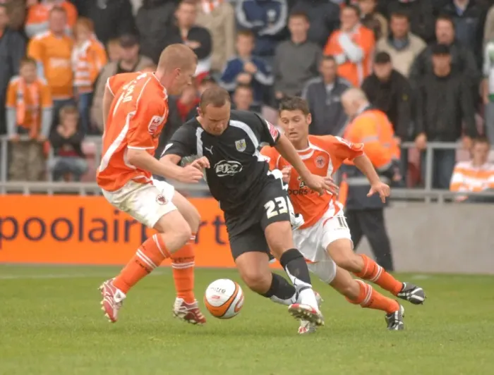 Framed Print : Lee Trundle: Clash Between Blackpool and Bristol City